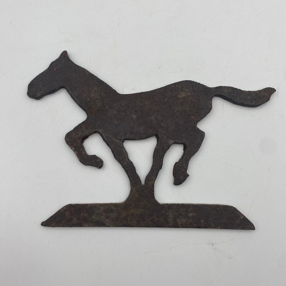 Vintage Cast Iron Running Horse Silhouette Rustic Metal Mustang Western Decor